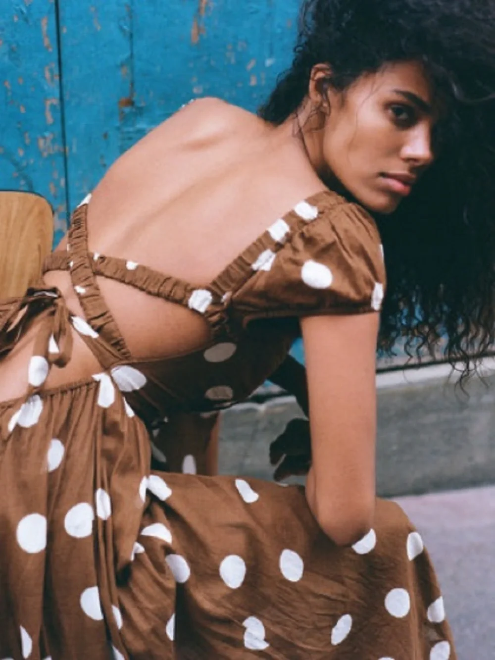 Free People UltraViolet Maxi Dress brown white polka dot - Picture 4 of 9